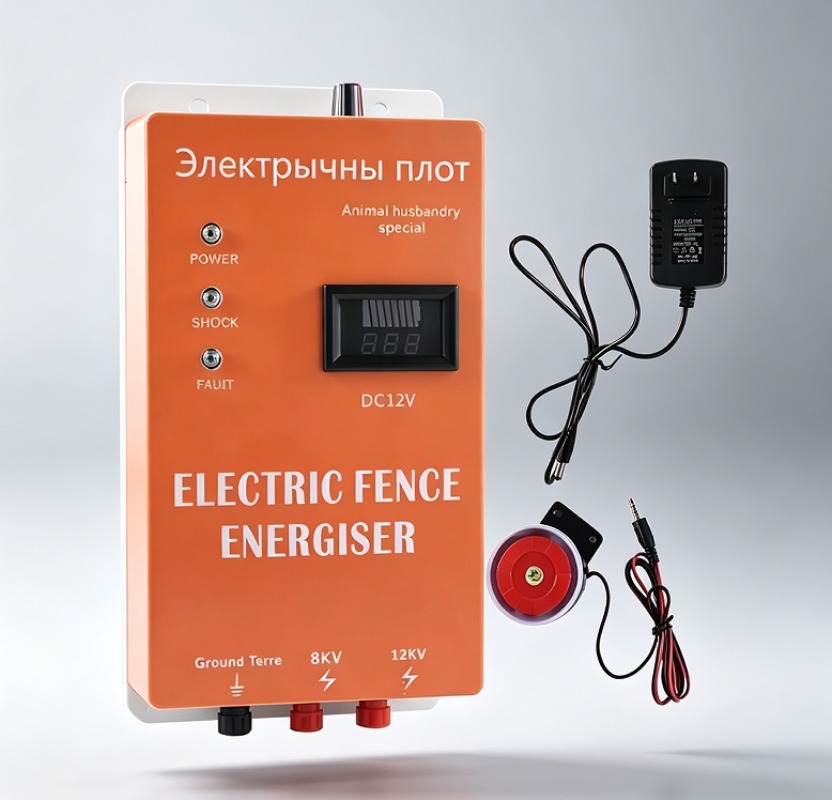 Livestock Fence Energizer 12V - 8J Solar Electric Fence Energizer, Livestock
