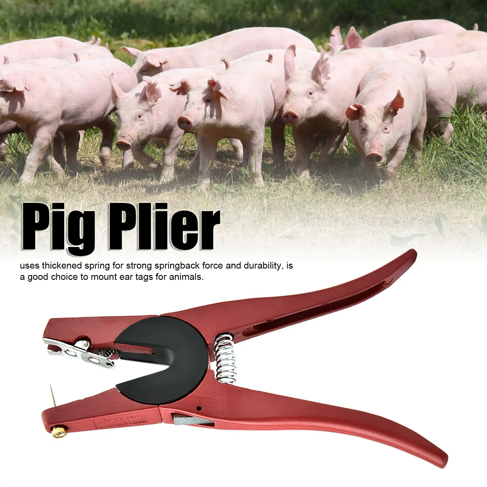Cattle Ear Tag Applicator - Red Alloy Ear Tag Plier for