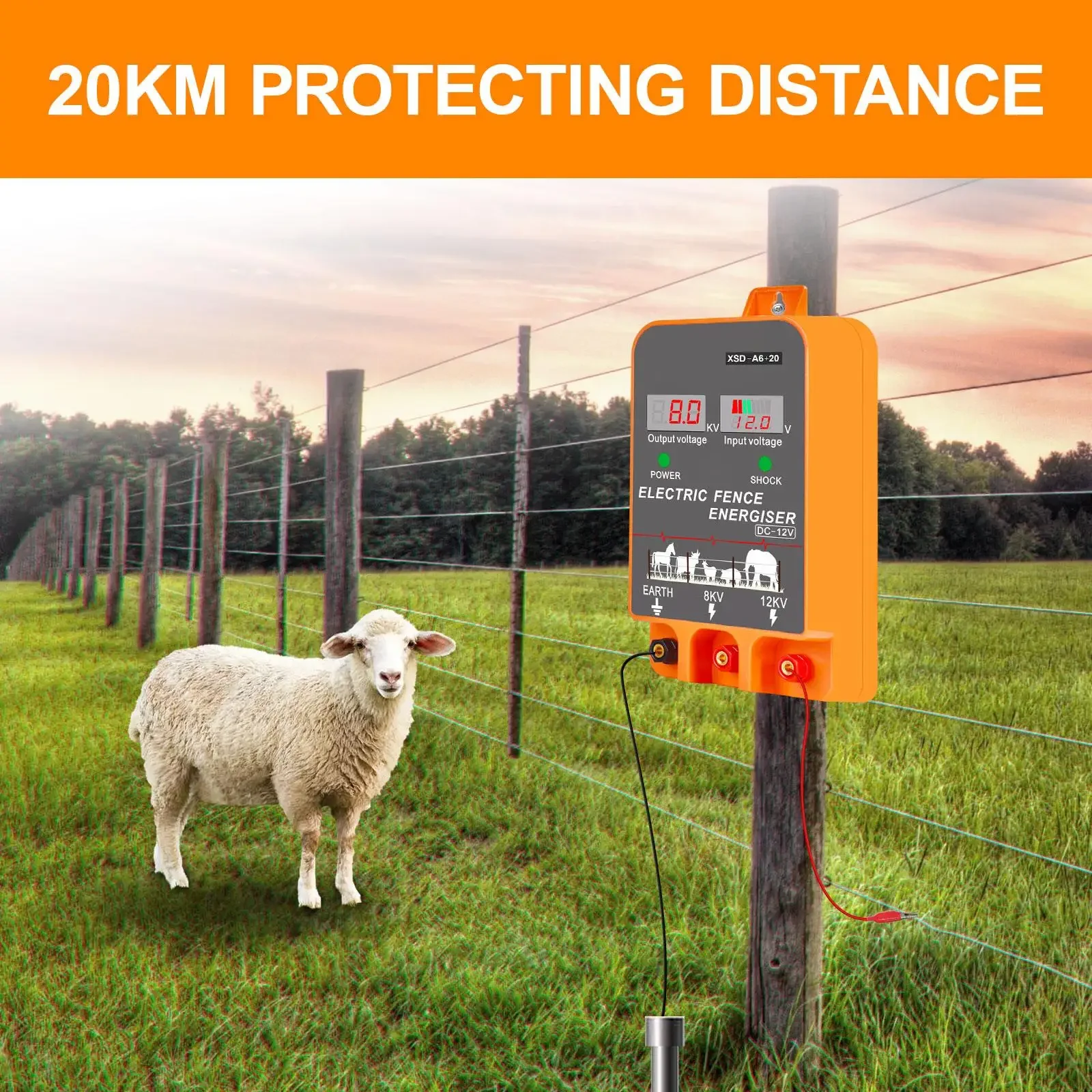 20KM Electric Fence Energizer  - Livestock Fence Energizer 12V ulasan dan harga