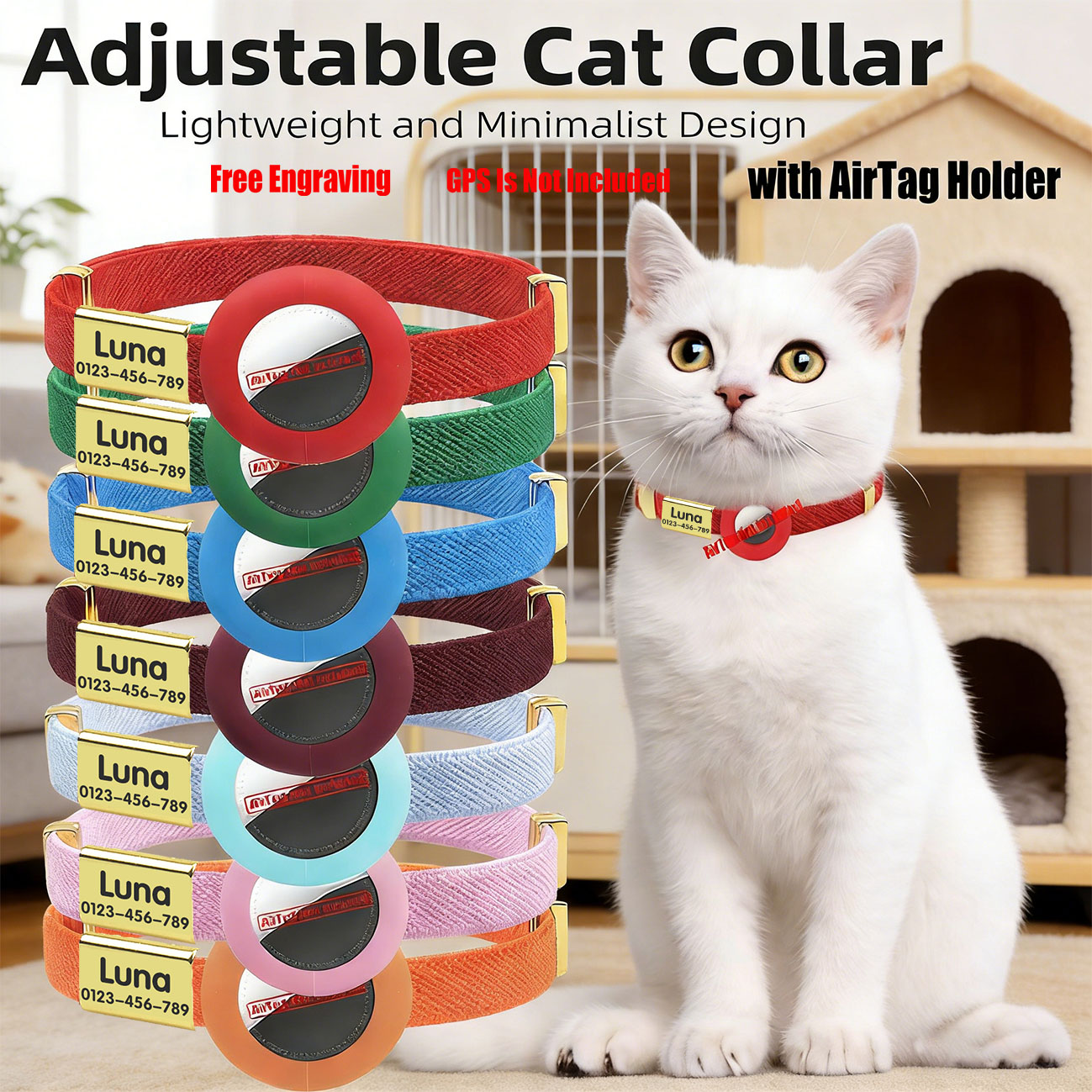 Stretchy AirTag Cat Collar,Adj - Gps Tracker Cattle Collar ulasan dan harga