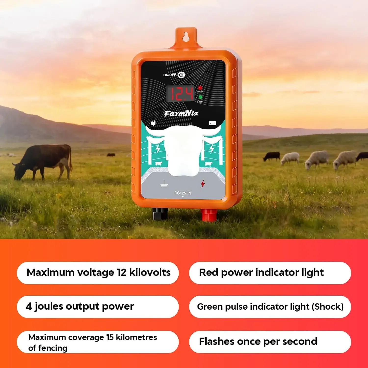15Miles/ 24KM Electric Fence E - Livestock Fence Energizer 12V ulasan dan harga