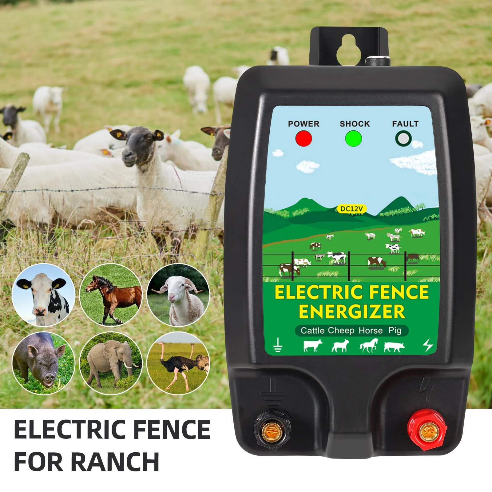 DC 12V 10KM High Voltage Elect - Livestock Fence Energizer 12V ulasan dan harga