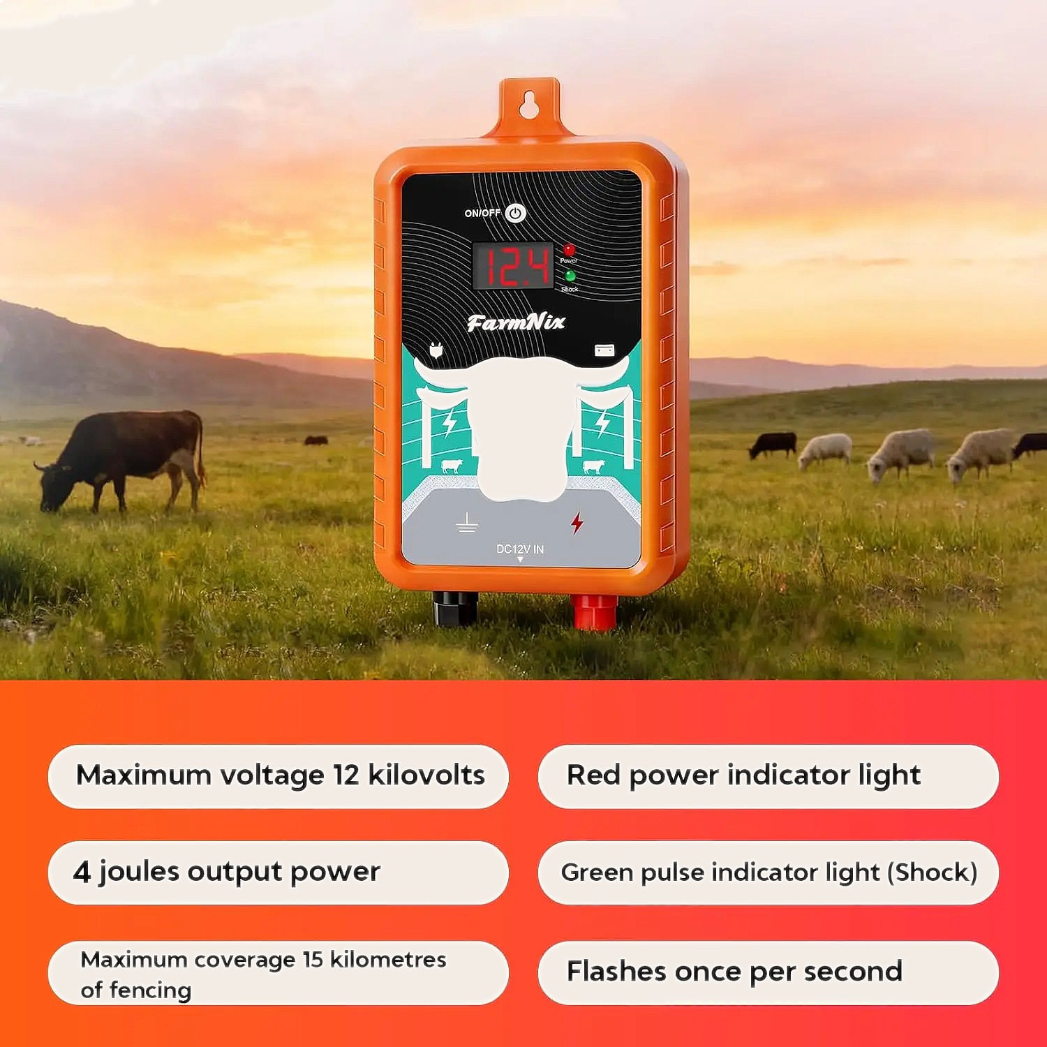 15Miles 24KM Electric Fence En - Livestock Fence Energizer 12V ulasan dan harga