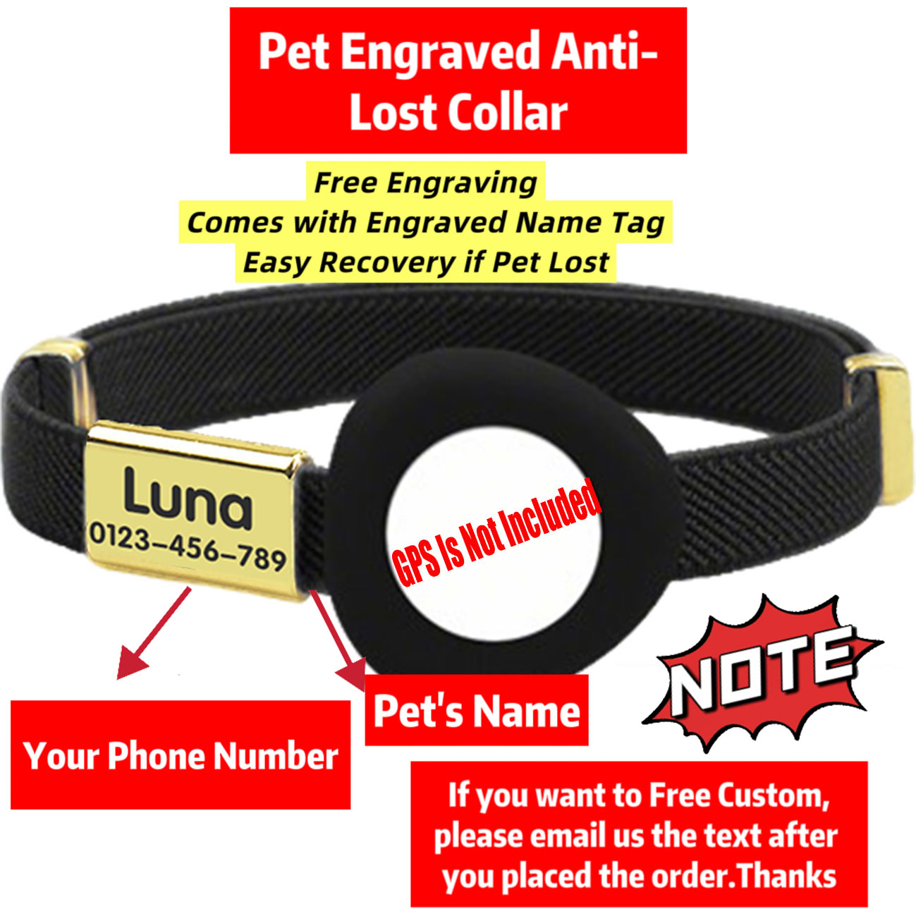 Customizable Pet ID Cat Collar - Gps Tracker Cattle Collar ulasan dan harga